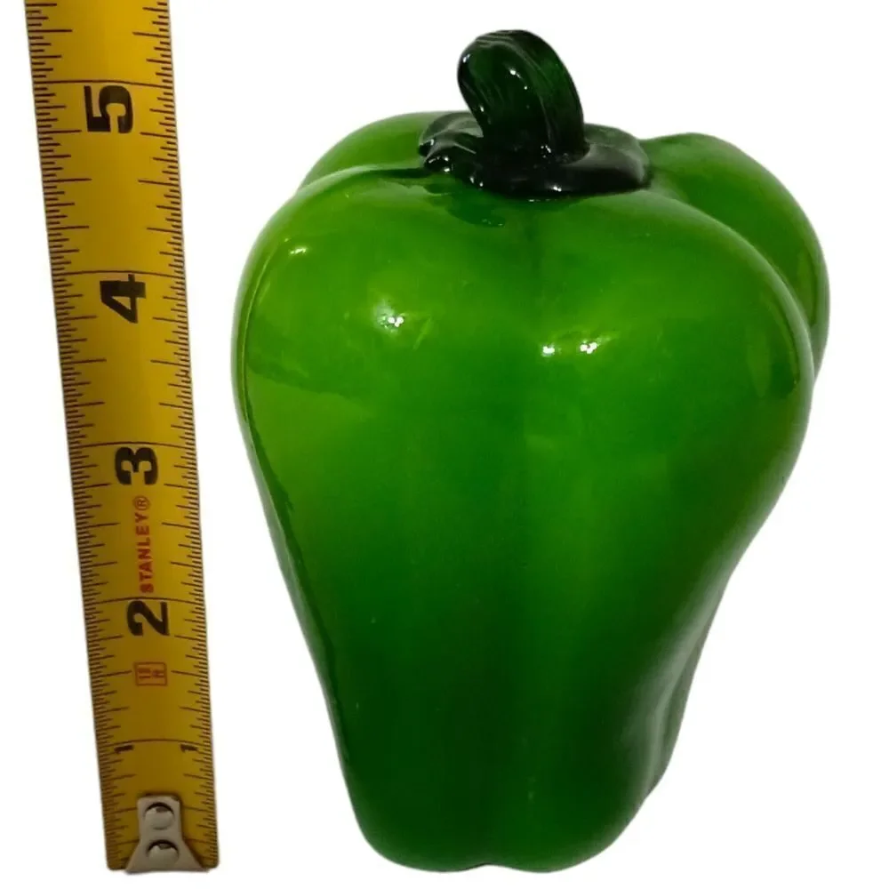 3 Art Glass Vegetable Figures Paperweight‎ Veggie Decor Red Green Handblown Vtg - Picture 3 of 15